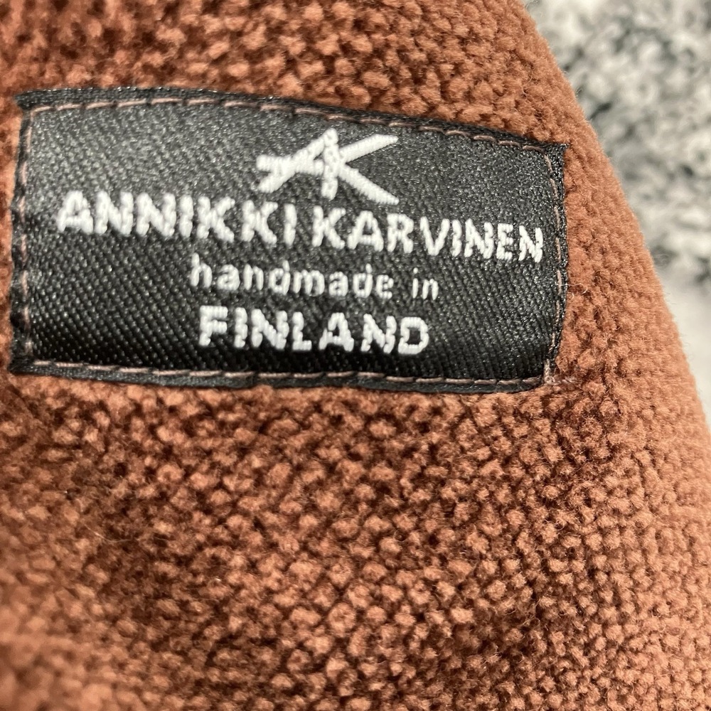 Vintage Annikki Karvinen Finland Brown Black Cotton Snap Jacket Womens S - Picture 10 of 12